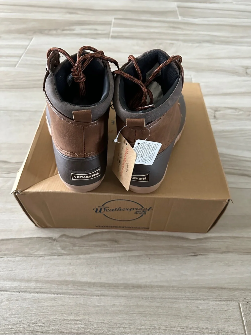 Weatherproof Brown and Dark Gray Waterproof Lace-Up Boots , Size 10M